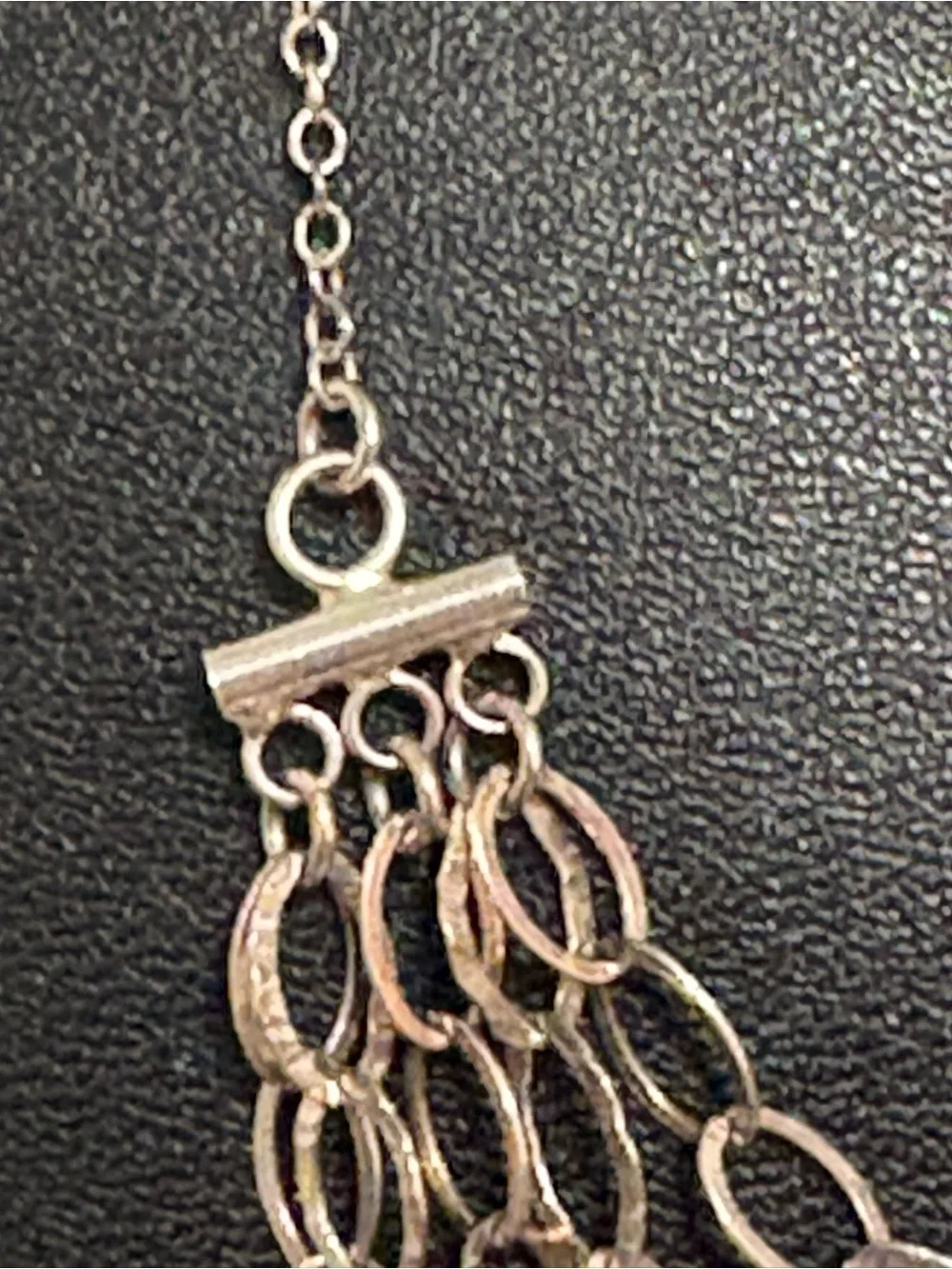 Sterling Silver Five Strand Necklace With Oval Links Made In Italy 17”